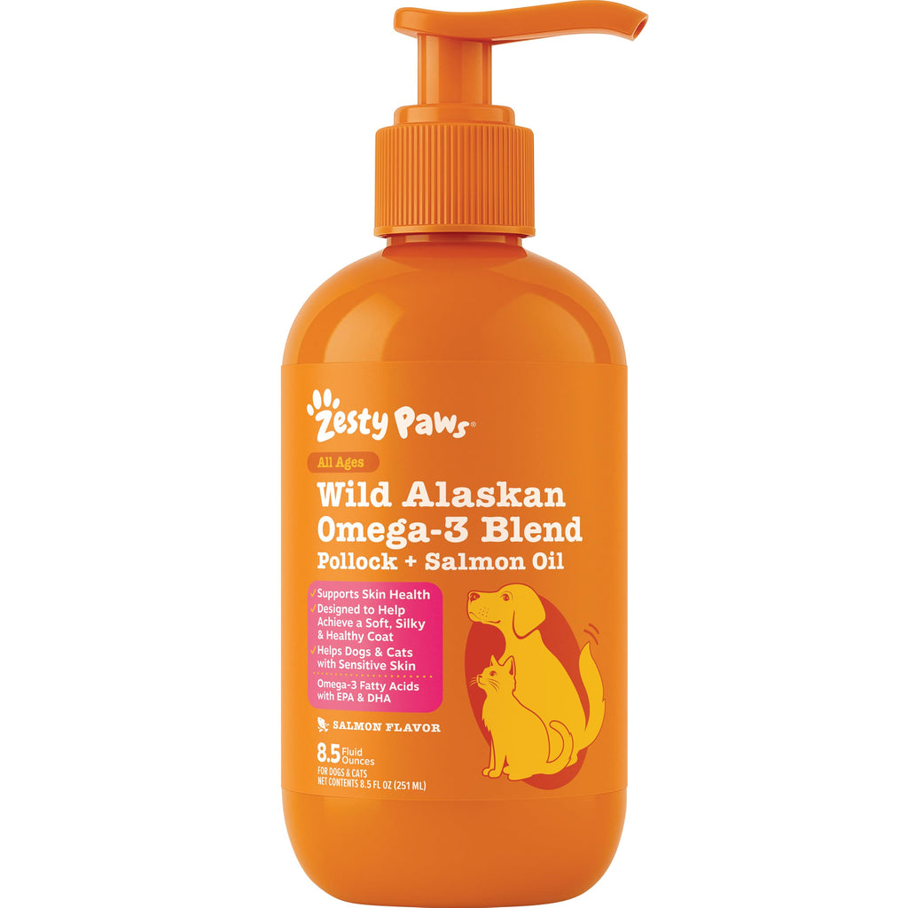 Zesty Paws Salmon Oil for Dogs & Cats - Omega 3 for Dogs 8.5oz