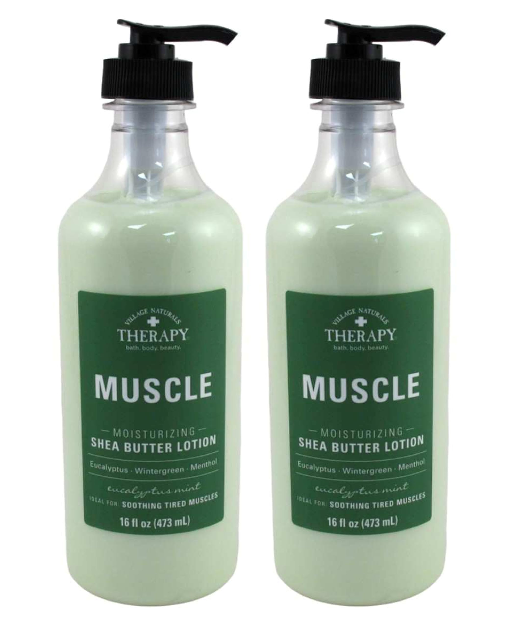 Village Nat. Lotion Muscle Shea Butter Moisturizing 16 Ounce (Pack of 2)