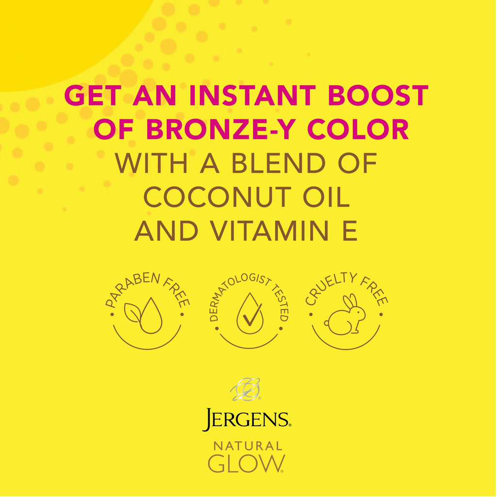 Jergens Natural Glow Instant Sun Self Tanner Mousse Bundle, Deep Bronze, Sunless Tanning, 6 Oz Bottle and Application Mitt