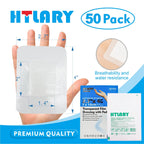 HTLARY Waterproof Transparent Film Dressing with Absorbent Pad 50-Pack Sterile Adhesive Bandages Post-Surgical Wound Cover, Protective Barrier for Sensitive Skin (2.7‘’x4‘’)