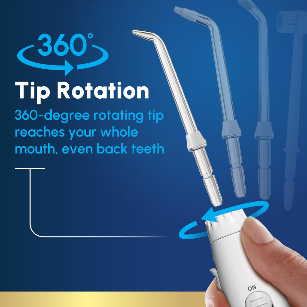 Waterpik Aquarius Water Flosser For Teeth Cleaning, Gums, Braces, Dental Care, Electric Power With 10 Settings, 7 Tips For Multiple Users And Needs, ADA Accepted, White WP-660, Packaging May Vary