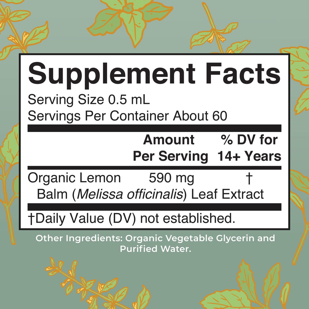 MaryRuth Organics Lemon Balm Leaf Liquid Extract | Mood Support | Relaxation | Calming | Nervine Herbal | Lemon Balm Tincture | USDA Organic | Vegan | Non-GMO | Gluten Free | 1 Fl Oz