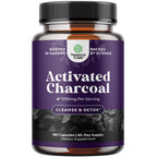 Natures Craft Activated Charcoal Pills Detox & Cleanse - Purifying Coconut Capsules with 1200 mg Per Serving for Bloating Relief - Active Detox Supplement for Body & Gut Health -180 Count