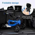 Aojin Knee Scooter for Adults for FootInjuries, 300lbs Capacity, All Terrain Foldable Knee Scooter Walker with Bag, 13" Wide Pu Seat, Compact Crutches Alternative (Blue)