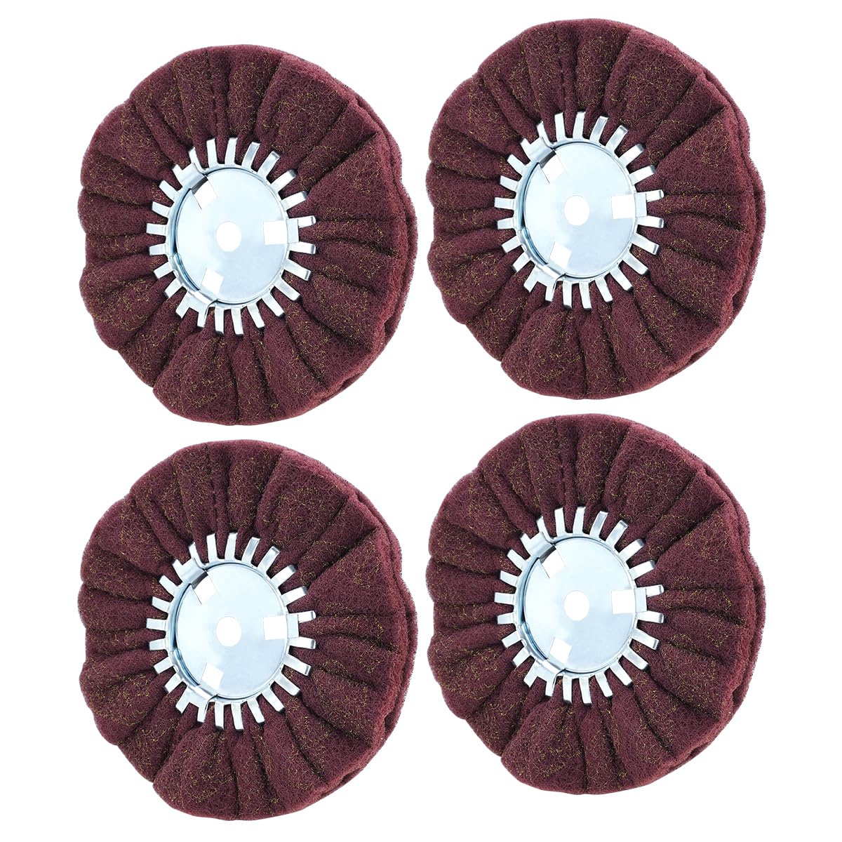 QZATTCAEN 8" Non-Woven Airway Satin Buffing Wheel, 5/8" Arbor Hole | Surface Prep Wheel for Angle Grinder, Ideal for Sanding & Polishing Aluminum, Stainless Steel - 4 PCS