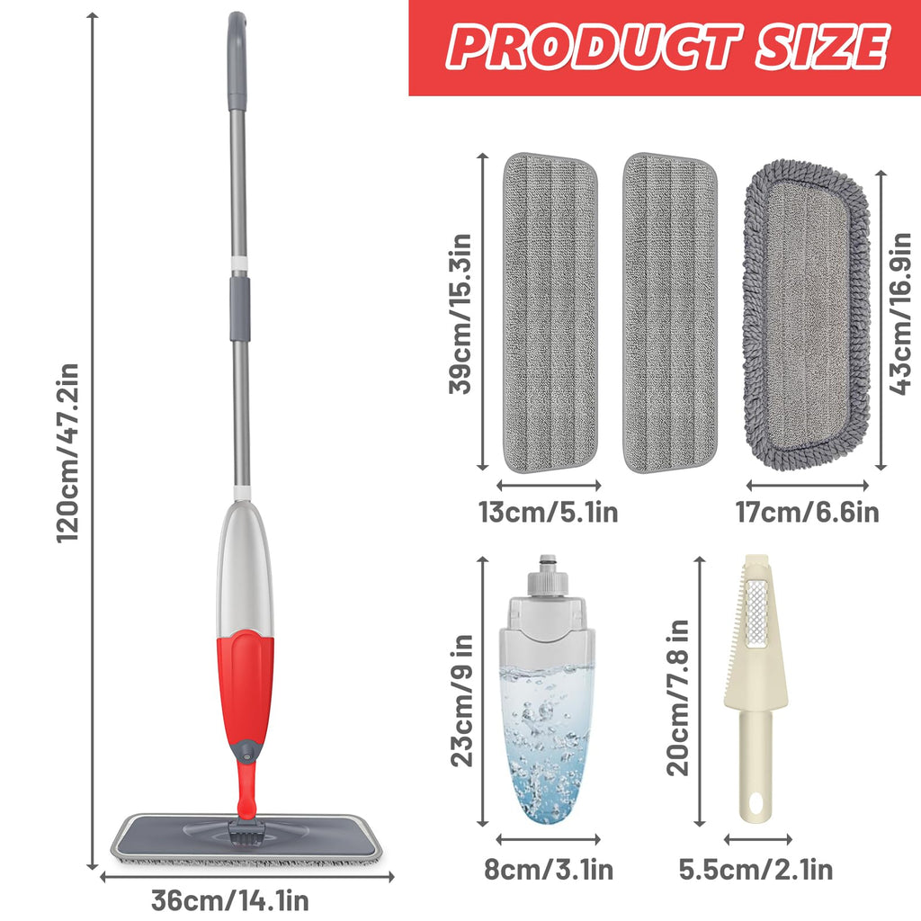 HOMTOYOU Dust Mop for Hardwood Floors: Microfiber Spray Mop for Cleaning