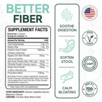 Organics Ocean Better Fiber - Daily Fiber Supplement - Soften Stool for Effortless Bowel Movements - with Psyllium Hulk and Slippery Elm - 90 Capsules