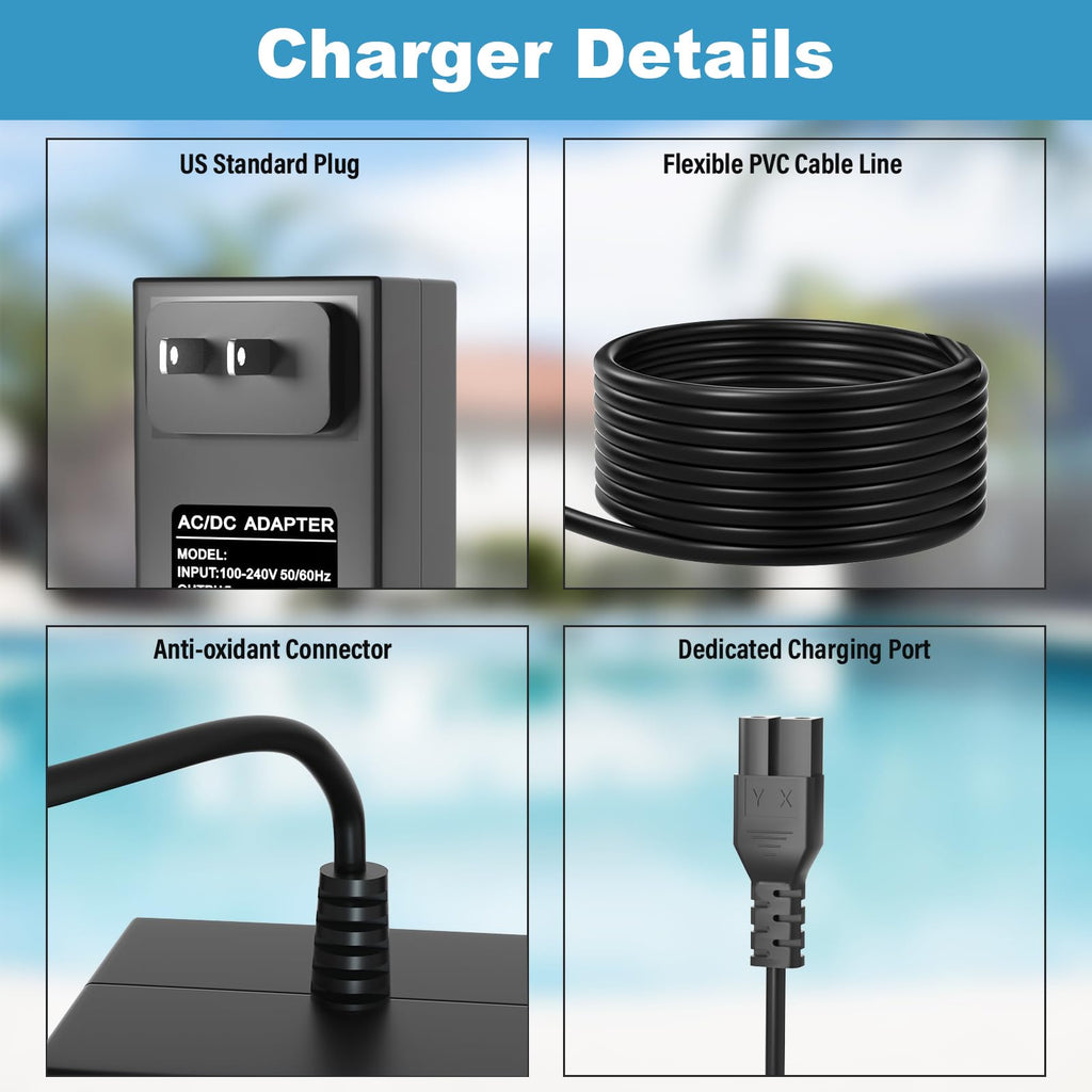 25.2V Charger for WYBOT Robotic Pool Vacuum Cleaner Compatible with Wybot C1 OS7010C Cordless Pool Vacuum Cleaner Power Adapter Cord