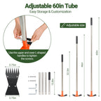 CKLT 2-in-1 Garden Hoe and Weed Puller Rake 60 Inch Spring Steel Head