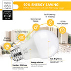 Maylaywood A19 LED Light Bulbs, 60 Watt Equivalent, Soft White 3000K, 850LM, E26 Base, Non-Dimmable, 9W Bright White LED Bulb, 4-Pack