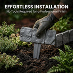 Decorative Imitation Stone Garden Fence: Plastic Edging Border Faux Stone Landscape Edging with Interlocking Spikes - Flexible Plastic Lawn Edging for Flower Beds, Yard, Pathway (20, Grey)