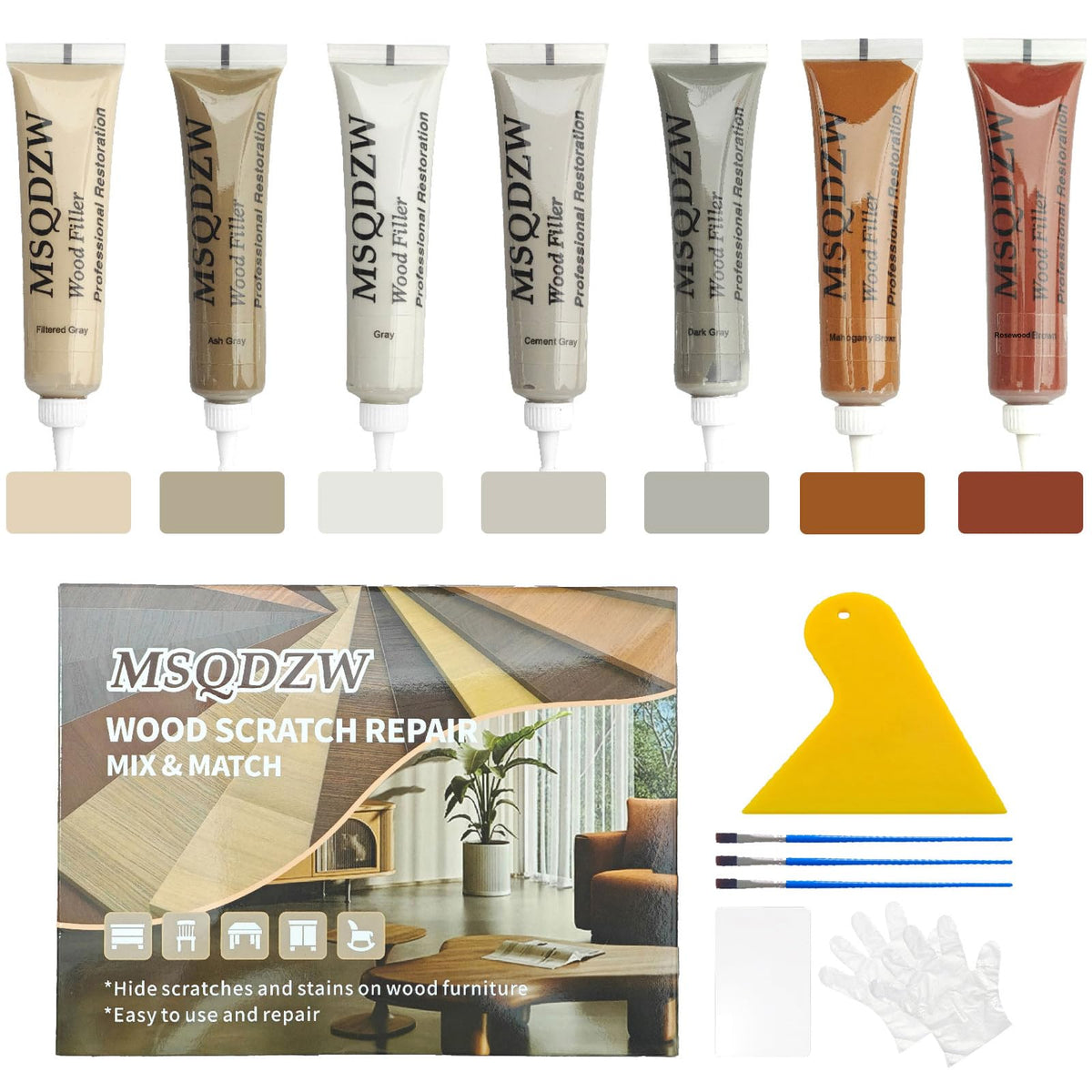 Wood Filler Kit - Repair Touch Up Paint Filler for Furniture, Tables ...