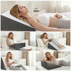 OAISZ Wedge Pillow for Sleep Apnea, Bed Wedge Pillow for Headboard, Headboard Triangle Pillow Wedge for Acid Reflux, After Surgery, Snoring, Cooling Memory Foam Top, Removable Cover, 24x24x12Inch