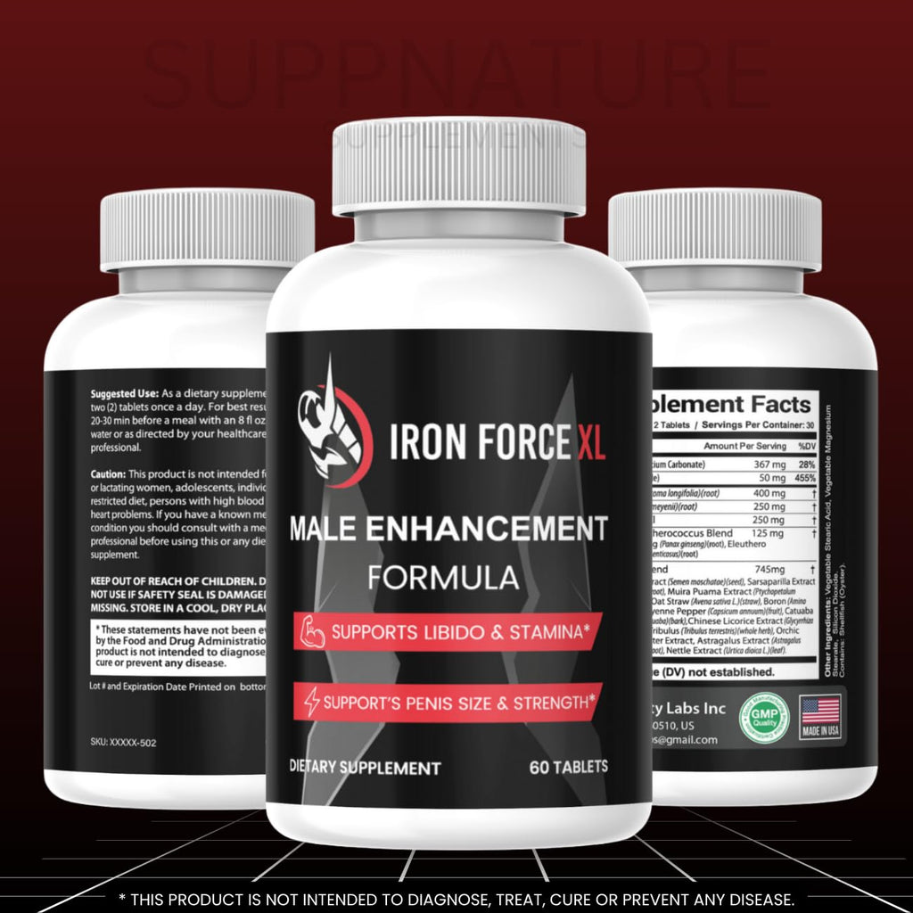 SuppNature Iron Force XL Pills for Men, Iron Force XL Supplement Male Support Formula*, 60 Count