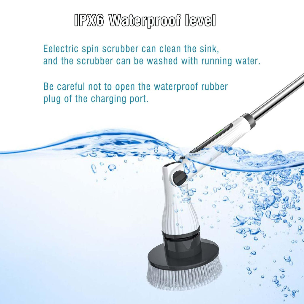 Electric Spin Scrubber, 8 in 1 Electric Cleaning Brush, Cordless Rechargeable Scrub Brush with 8 Replaceable Brush Heads, Adjustable Length and Angle Power Scrubber for Bathroom Tile Bathtub Glass