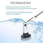 Electric Spin Scrubber, 8 in 1 Electric Cleaning Brush, Cordless Rechargeable Scrub Brush with 8 Replaceable Brush Heads, Adjustable Length and Angle Power Scrubber for Bathroom Tile Bathtub Glass