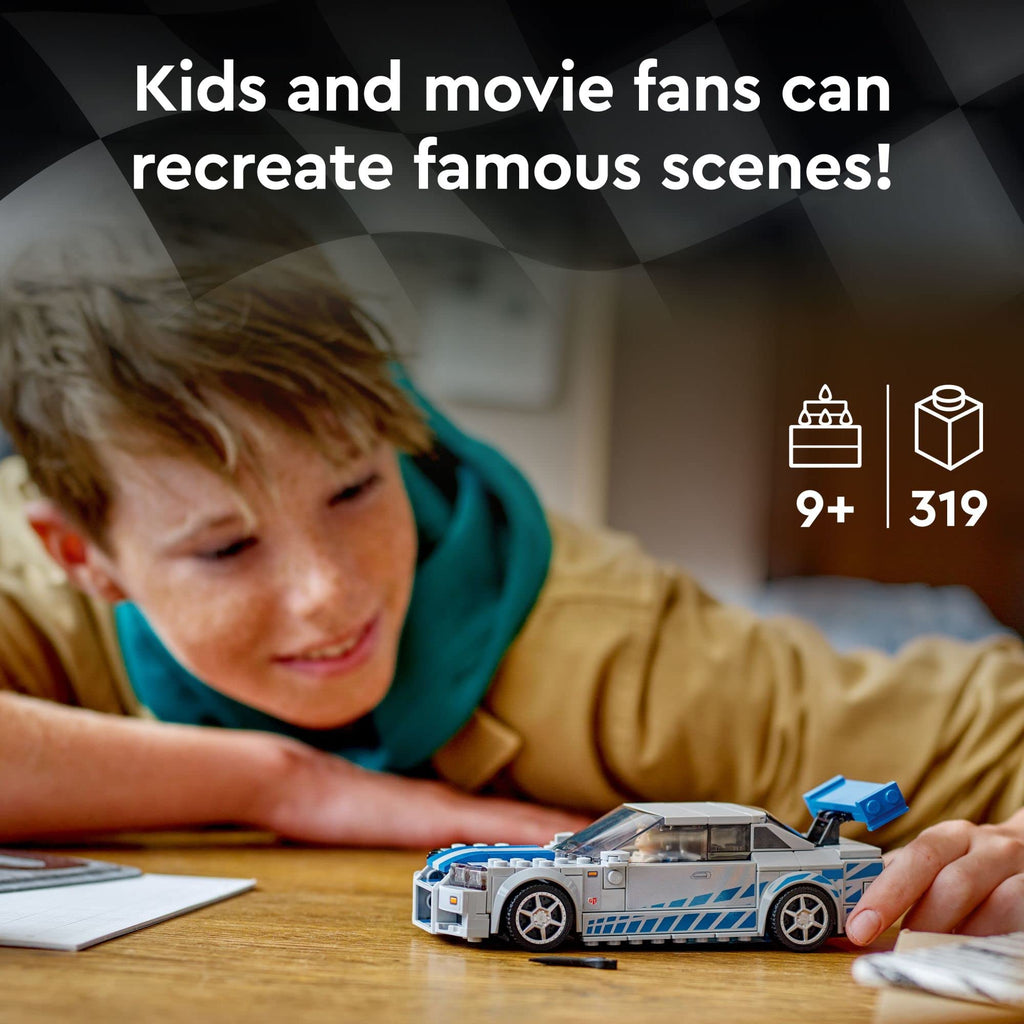 LEGO Speed Champions 2 Fast 2 Furious Nissan Skyline GT-R (R34), Race Car Toy Model Building Kit, Collectible with Racer Minifigure, 2023 Set for Kids, Boys and Girls Ages 9 and Up 76917