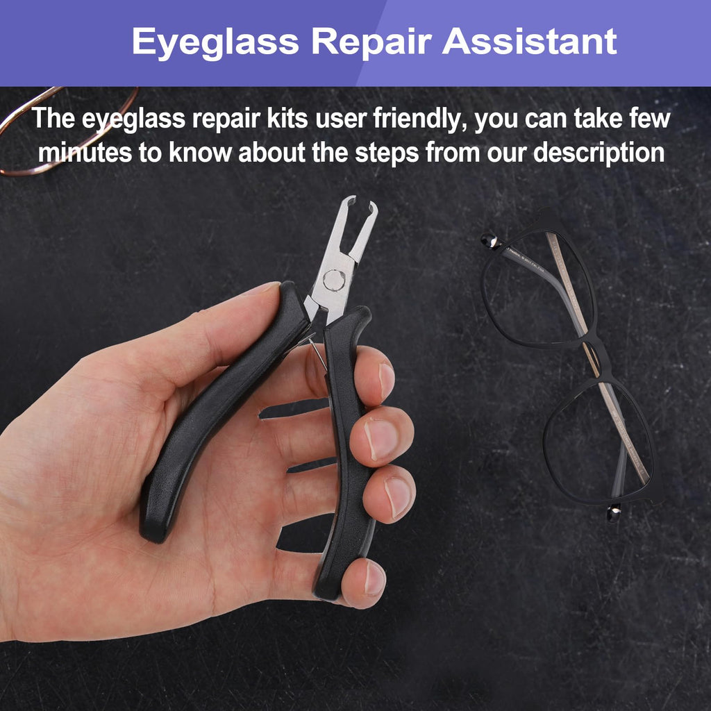 ZJchao Rimless Eye Glass Repairing Kit, Glasses Repair Kit, Eyeglass Repair Pliers, with Pressing Plier, Demolition Plier, Cutting Plier, Spare Jaw, Drilling Holder and so on