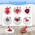 Mop Heads Replacements for Ocedar, Mop Replace Head for O Cedar EasyWring 1-Tank Spin Mop, 6 Mop Heads Include 3 Microfiber Mop Refills, 2 Upgrade Scrubber Mop Head, 1 Mop Base for O-Cedar Mop