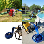 3" x 100' Blue PVC Backwash Hose for Swimming Pools, Heavy Duty Discharge Hose Reinforced Pool Drain Hose with Aluminum Camlock C and E Fittings