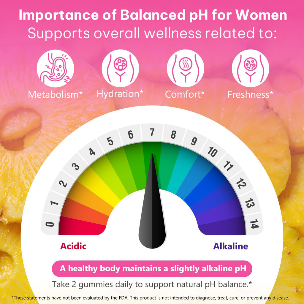 KITNOBLIS Feminine Probiotic Gummies with Slippery Elm- Pineapple Gummies for Women pH Balance, Gut Health & Immune Supports | with Prebiotics & Lactobacillus Blend (60 Gummies)