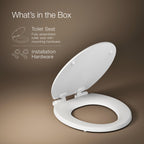 KOHLER Stonewood Quiet-Close, Round Toilet Seat Soft Close, Durable Wood, Easy Installation, Universal Fit, Home Essentials, White Finish, K-20467-0