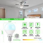 BUBO Ceiling Fan Light Bulbs 60 Watt Equivalent, 5.5W E12 LED Bulb Daylight 5000K, Fan Light Bulb, Small Base LED Light Bulbs 120V, Candelabra Base, Non-Dimmable, 10 Pack