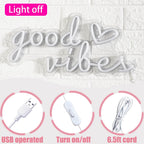 HOHOSIGN Good Vibes Neon Sign for Wall Decor Neon Lights Sign, 16"x8" Heart and Good Vibes LED Signs for Bedroom Wall, USB Operated Pink Goodvibes LED Neon Lights Signs for Game Room Christmas Decor