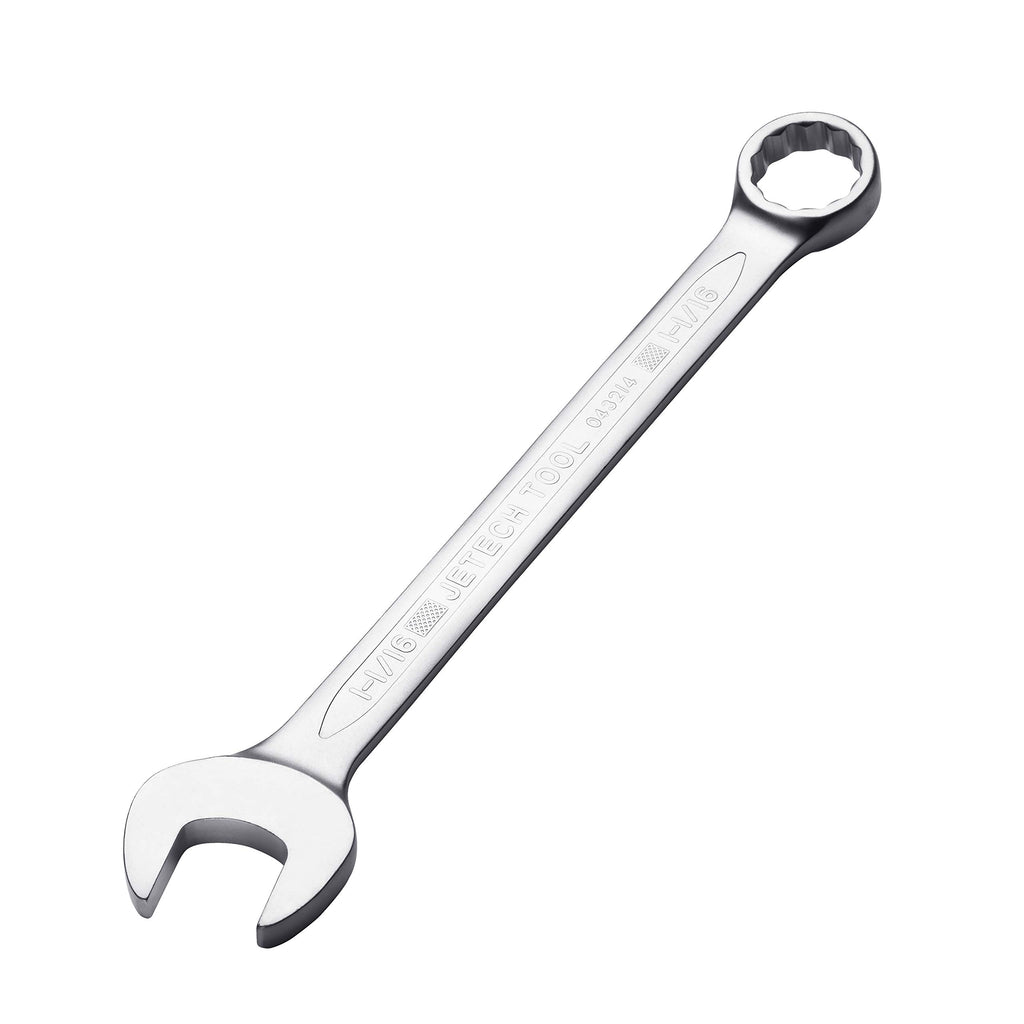 Jetech 1-1/16" Combination Wrench, SAE 12-Point Chrome Vanadium Steel Spanner, Industrial Grade with 15-Degree Offset, Sand Blasted Finish, Heat-Treated Forged Tool