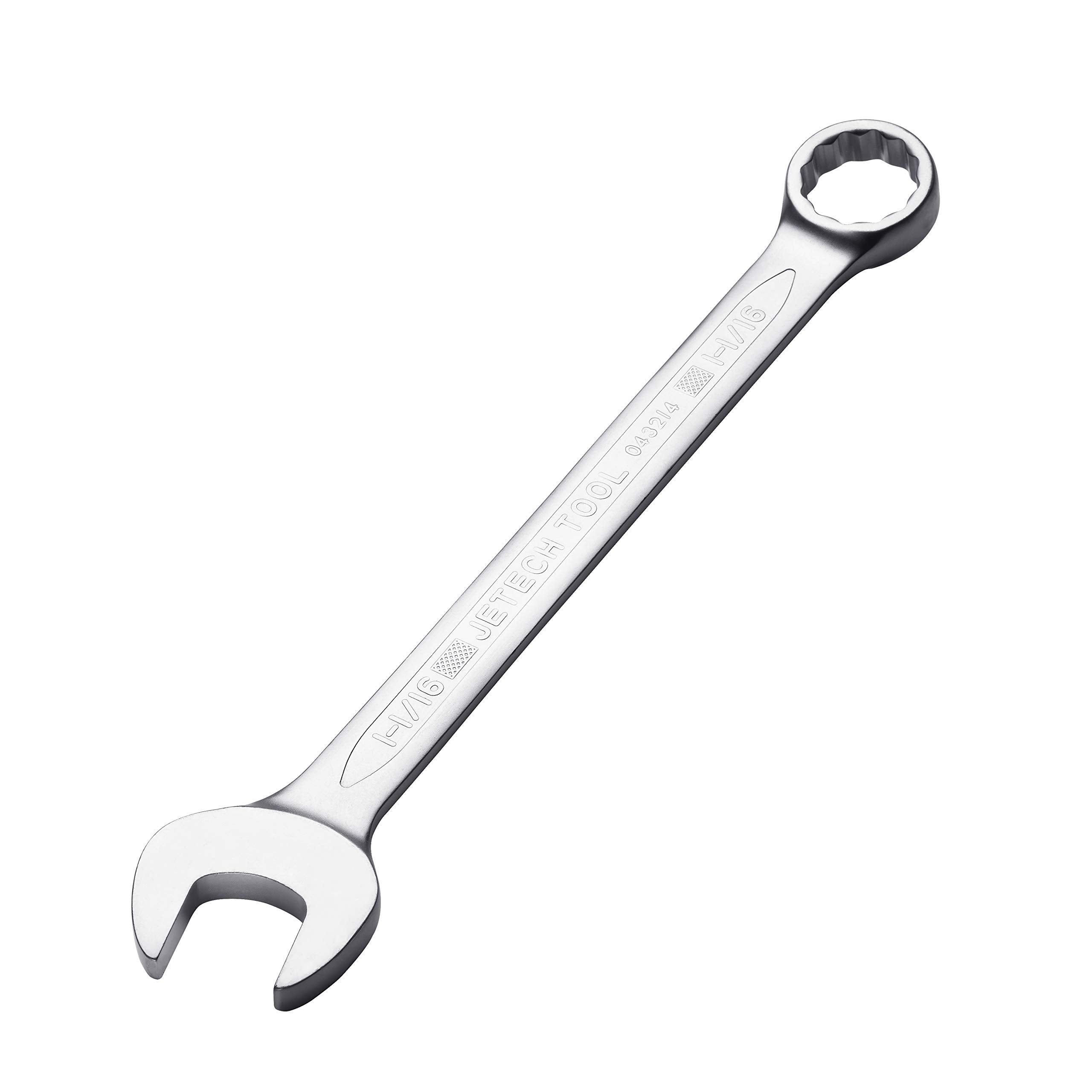Jetech 1-1/16" Combination Wrench, SAE 12-Point Chrome Vanadium Steel Spanner, Industrial Grade with 15-Degree Offset, Sand Blasted Finish, Heat-Treated Forged Tool