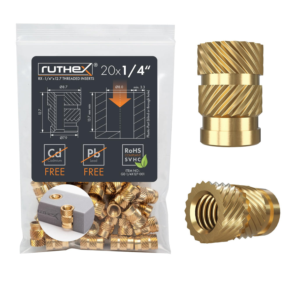 ruthex Threaded Insert (Threaded Insert, M3 / M4 / M5 Bundle (200pcs))