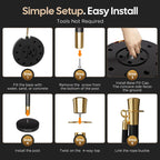 6 Pack Black&Gold Stanchions and Velvet Ropes Set, Stainless Steel Crowd Control Barriers, 4Pcs Black Ropes and Poles for Party Supplies,Photobooth Accessories, Prom,Birthday,Business,Wedding, Museums