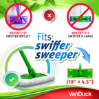 VanDuck Reusable 100% Cotton Mop Pads Compatible with Swiffer Sweeper (4-Pack), Terry Cloth Mop Covers Washable for Wet Mopping and Floor Cleaning (Handle is Not Included)