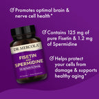 Dr. Mercola Fisetin and Spermidine, 30 Capsules 125 mg Fisetin, Non-GMO, Gluten Free, Soy Free