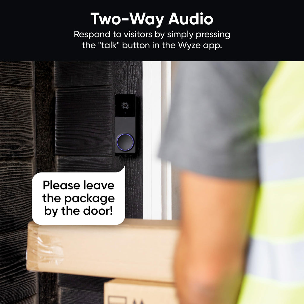 WYZE Wireless Duo Cam Video Doorbell (Chime Included), Battery Powered, 2K Full HD Video, 2 Cameras (People and Package), 2-Way Audio, Color Night Vision