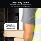 WYZE Wireless Duo Cam Video Doorbell (Chime Included), Battery Powered, 2K Full HD Video, 2 Cameras (People and Package), 2-Way Audio, Color Night Vision