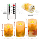 Maple Leaf Flameless Candles Set of 3, Fall Candles with Remote & Timer