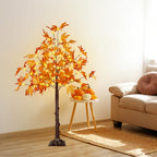 2 Pack 4FT Lighted Maple Tree 100 LED Artificial Fall Tree for Home Decor