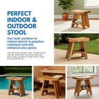 EcoDecors Teak Shower Bench 18", 300 lb Capacity – Waterproof Wood Bath Seat with Shelf, Spa Seating for Adults – Compact Fit for Small Bathrooms & Walk-in Showers – Slip-Resistant Feet