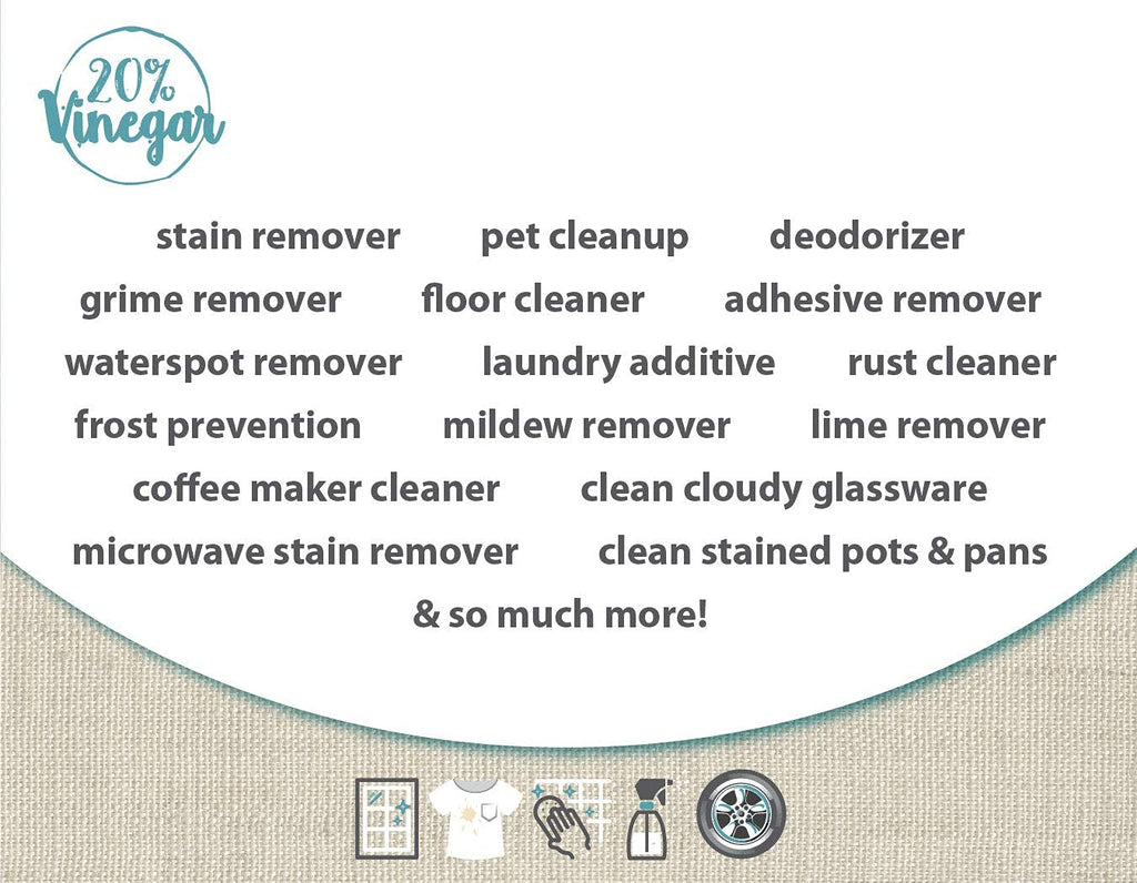 20% Professional Grade Concentrated Vinegar | Dilutes to 4 Gallons of Multipurpose Cleaning Vinegar | 4x Power Vinegar | Hundred's of Industrial & Home Uses