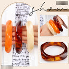 Liliaafar 8 Pcs Colorful Acrylic Resin Chunky Bangle Bracelets for Women Big Irregular Resin Bangles Trendy Stack Statement Punk Geometric Wristband Jewelry Gift Set(Square,Natural Color)