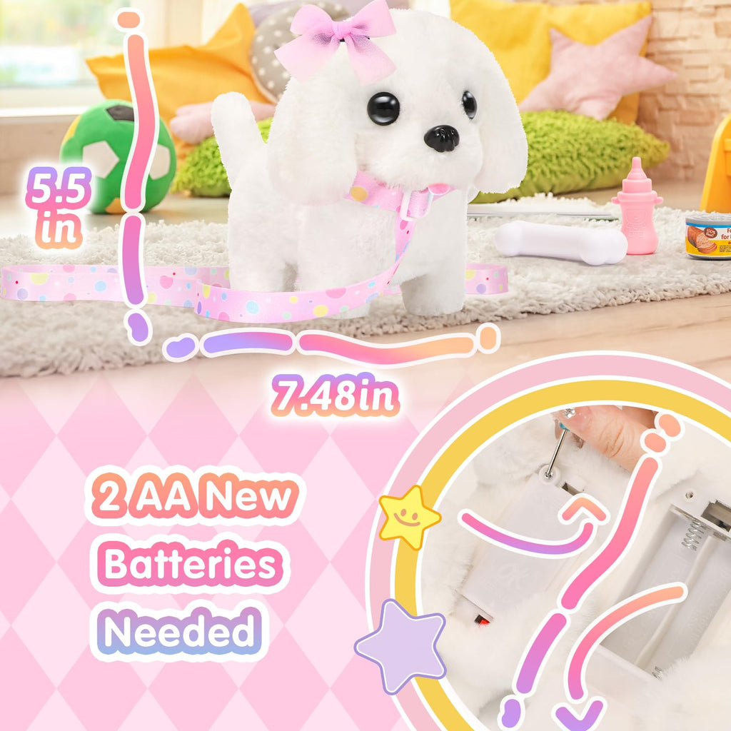 Tagitary Plush Toys Interactive Puppy Toy for Kids,Electronic Toy Dog that Walk and Bark,Tail Wagging, Fake Dog Toy with Leash,Perfect Easter Christmas Birthday Gift for Kids Toddlers