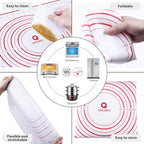 Rolling Pin and Pastry Baking Mat Set, Rolling Pins with Adjustable Thickness Rings, Stainless Steel Dough Roller for Baking Fondant, Pizza, Pie, Pastry, Pasta, Cookies (Red Mat)