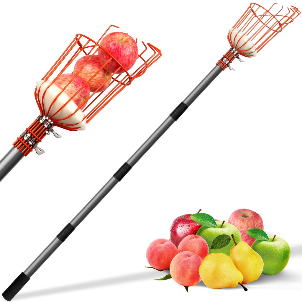 Walensee 5.5FT Fruit Picker with Basket, 35-65 Inch Compact Fruit Picker Pole, Lightweight Cherry Picker Tool for Pear, Mango, Apple, Orange, Lemon, Avocado Harvesting