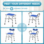 Shower Chair for Inside Shower, 600 lbs Heavy Duty Shower Chair for Elderly and Disabled, Height Adjustable Shower Chair with Arms and Back, Bath Chairs for Seniors, Adults, Handicap