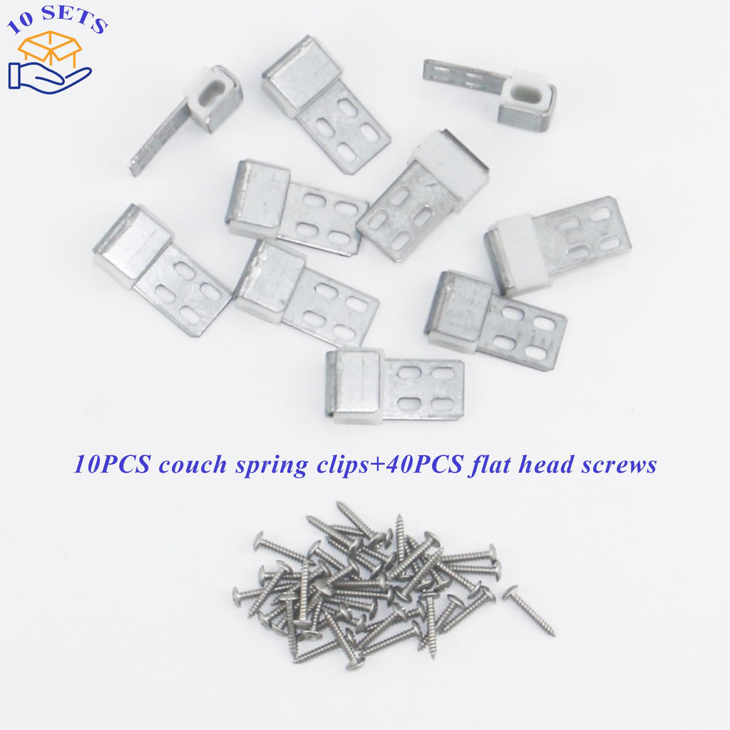 LXLVOUEG 10 PCS Couch Spring Clips Furniture Upholstery Spring Clips Repair Kit, Ek Clips S Clips Spring Clips for Chair Couch Sofa Replacement Parts(Included 40 Screws), 4 Holes, 15.7"x8.6"