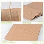 Brothersbox Small Brown Paper Bags with Handles 100PCS, 5.25 * 3.25 * 8 Inch Kraft Gift Bags Bulk for Craft Shopping Business Party Favor Retail Birthday Grocery