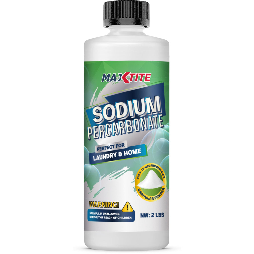 MAXTITE Sodium Percarbonate (2 lbs) - 100% Pure - Solid Hydrogen Peroxide/Oxygenated Bleach - Multi-Use Cleaner for Home & Laundry - HDPE container w/Resealable Child Resistant Cap