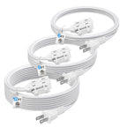 BN-LINK 3-Outlet Indoor Extension Cord, 6/9/12 ft Variety 3-Pack, 16/2 SPT-2, 2 Prong Polarized Plug, White Household Power Cord for Home, Office & Holiday Decorations