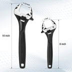 WORKPRO 2-piece Adjustable Wrench Set, 6-Inch & 10-Inch Wrenches, Cr-V Steel, Wide Jaw Wrench with Metric & SAE Scale, good for Home, Garage, Workshop